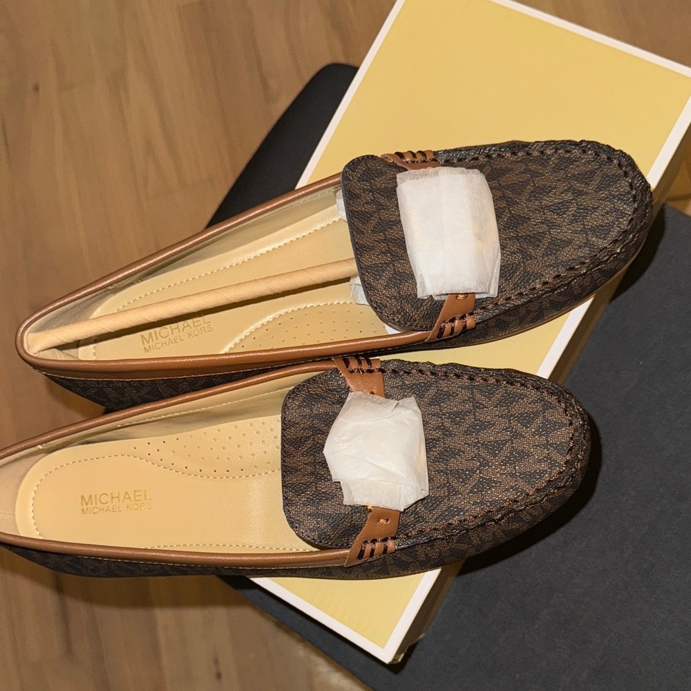 Michael Kors Dark Brown Patterned Loafers - Picture 2 of 15